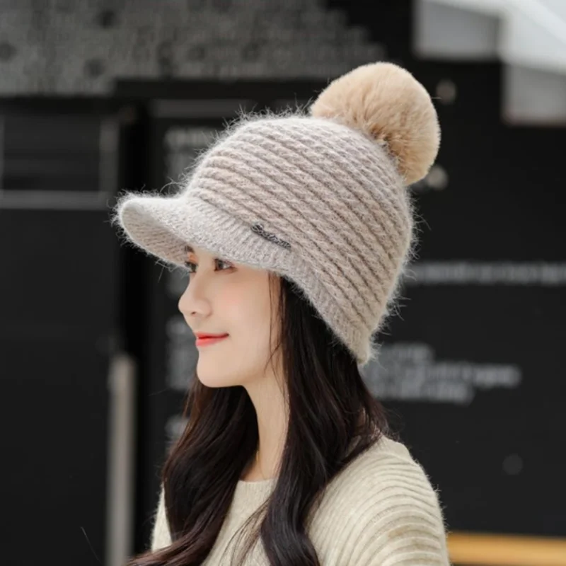 Женская зимняя шапка и шарф теплый толстый вязаный шерстяные шапки бейсболки для
