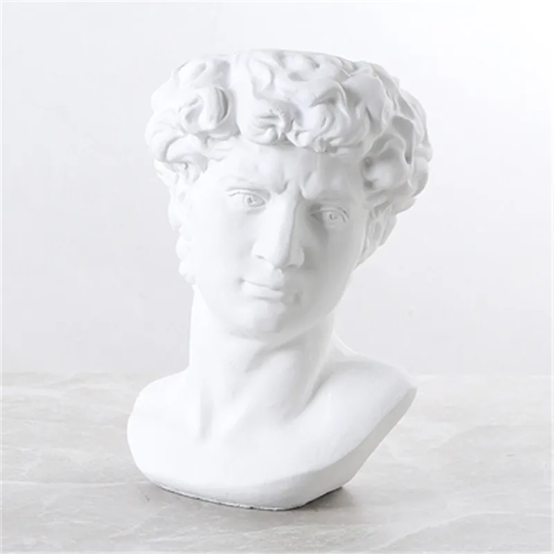 Michelangelo Buonarroti Давид головные портреты цементный цветочный горшок творческий Кофейня Цветочная композиция ваза с ораментами X2519 - Цвет: Белый