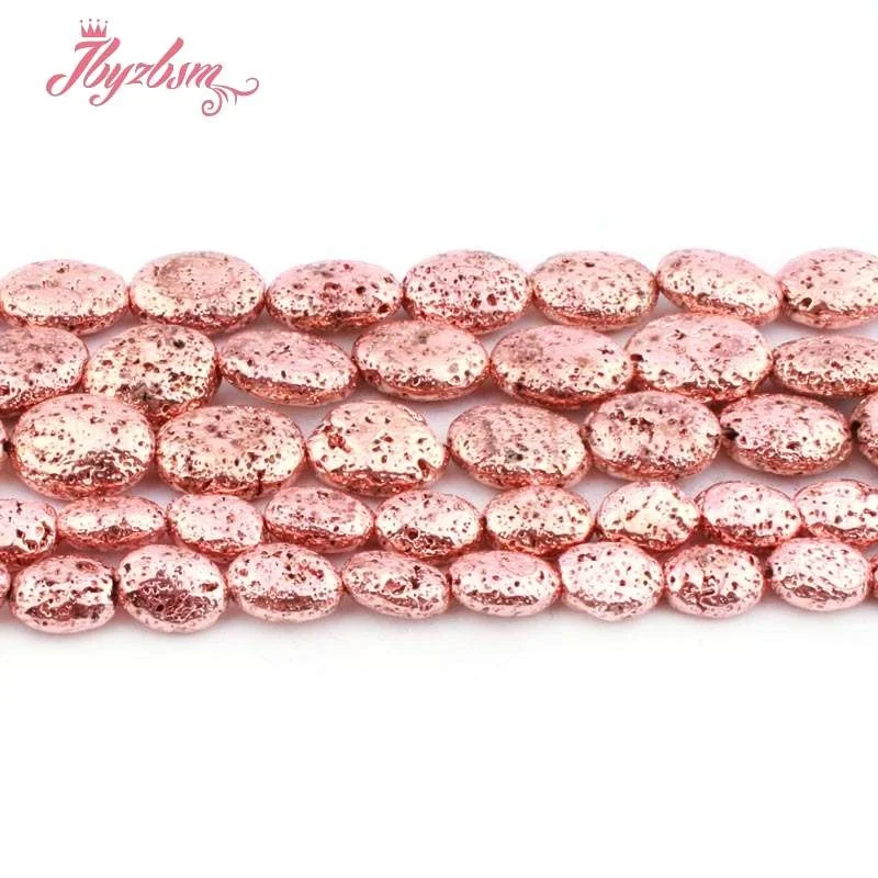 

10x14,15x20mm Oval Rose Gold Plated Rock Lava Natural Stone Beads For Jewelry Making DIY Necklace Bracelats 15" Free Shipping