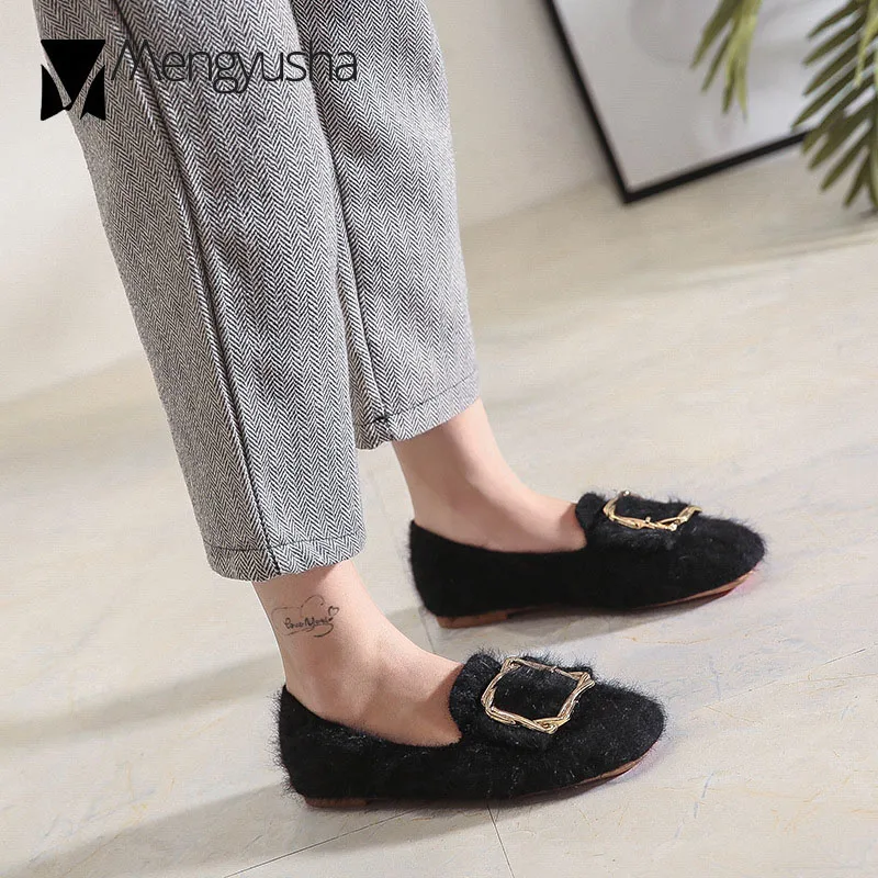 Женские меховые мокасины на плоской подошве брендовые дизайнерские туфли из