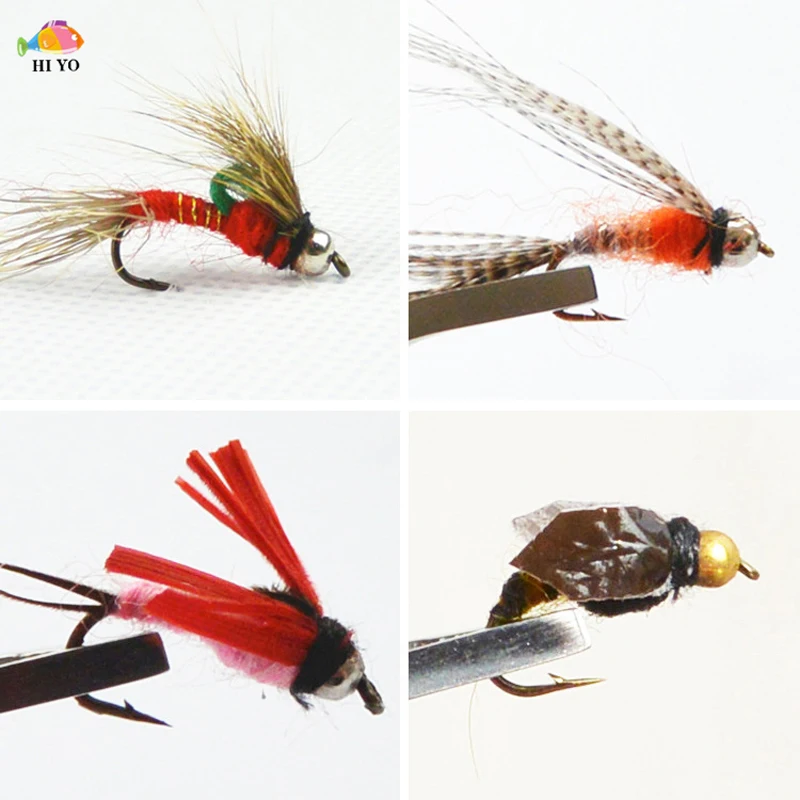 

HI YO 40PCS Luya Bionic Bait Set Fish Hook Fast Sinking Fly Bug Worm Trout Fishing Flies Artificial Insect Fishing Bait Lure