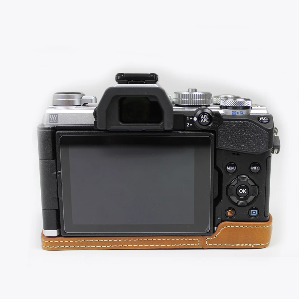 portable PU Leather case Camera bag For Olympus E-M5 Mark III OMD EM5III MarkIII half bottom With Battery Opening | Электроника