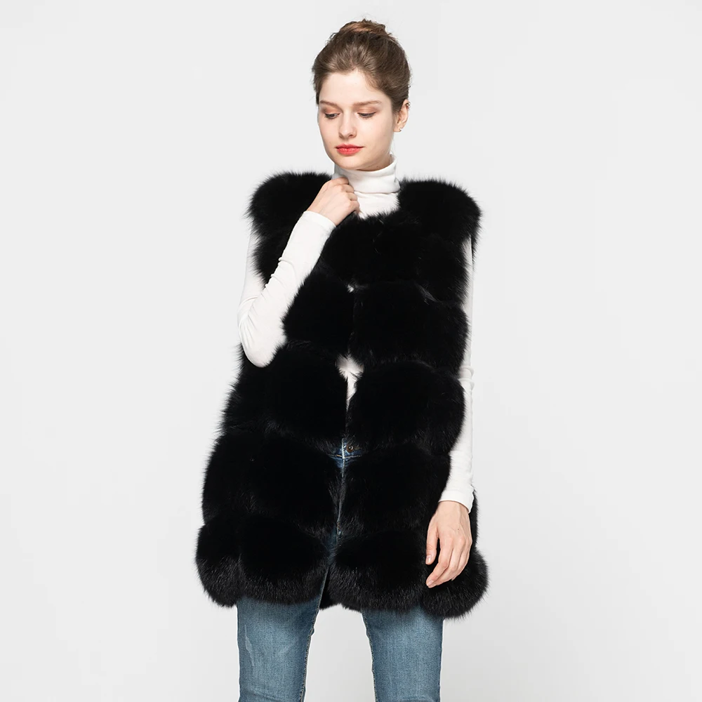 Jancoco Max Новое поступление настоящие жилеты из лисьего меха женский зимний теплый меховой жилет Модный стильный жилет высокого качества S1431