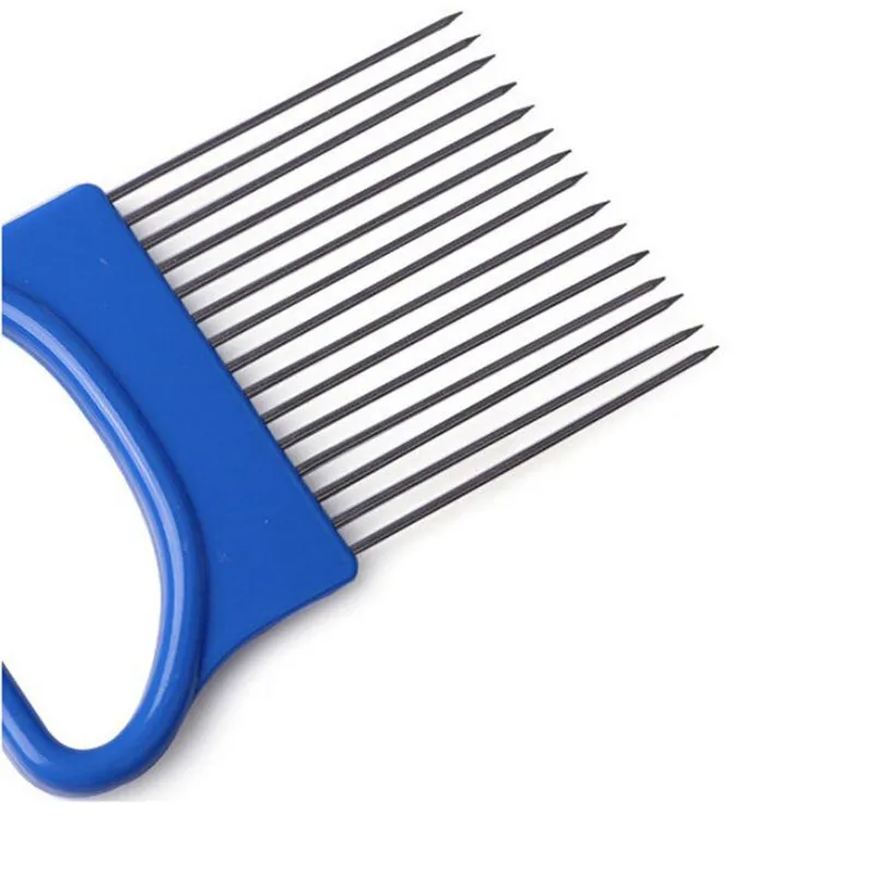 Новый Кухня гаджеты луковый слайсер томат овощи безопасная вилка нарезки