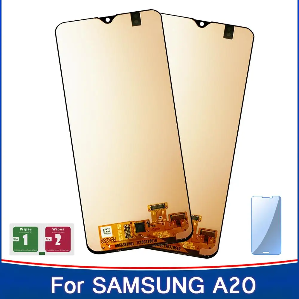 ЖК-дисплей A20 для регулировки яркости Samsung Galaxy A205/DS A205F A205FD A205A 2 шт. сенсорный