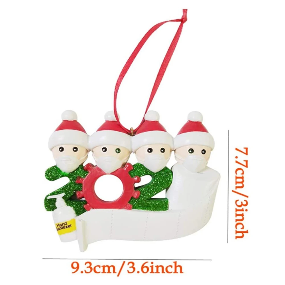 

2020 1PCS/2PCS Quarantine Personalized Ornaments 1-5 Survivor Family Members with Face Masks Hand Sanitized Christmas Ornament