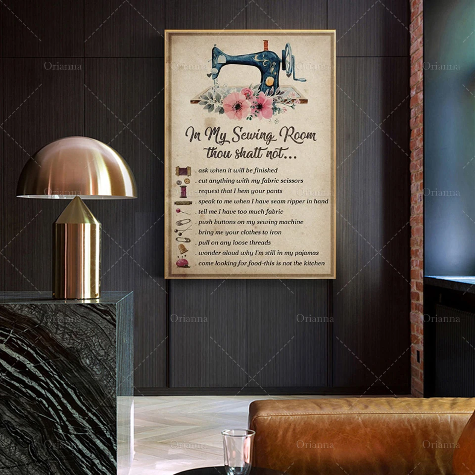 

In My Sewing Room Thou Shatt Not Poster, Sewing Lover Poster, Designer Poster, Modern Home Decoration Wall Art Oil Painting