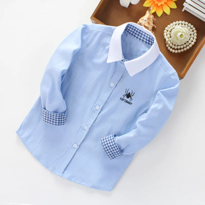

New Baby Boys Shirt Childrens Clothing Spring and Autumn Plaid Long-sleeved Shirts Kids Girls Unisex Shirt Tops Blouses White
