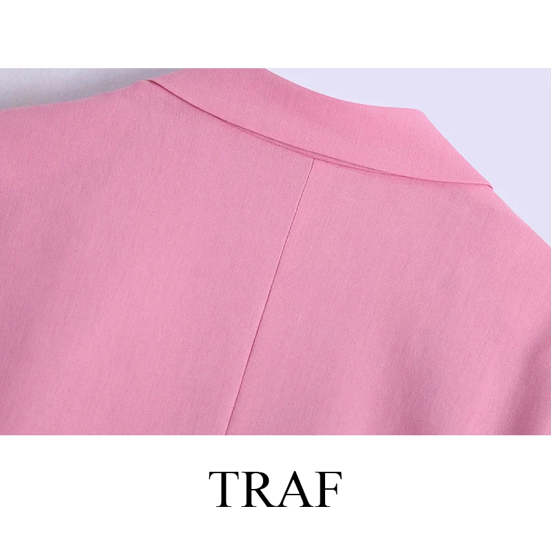 

TRAF Women's Clothing Blazer 2021 Fashion Chic Casual Elegant Women's Jacket Female Oversize Long Sleeve Pocket Coat Office Lady