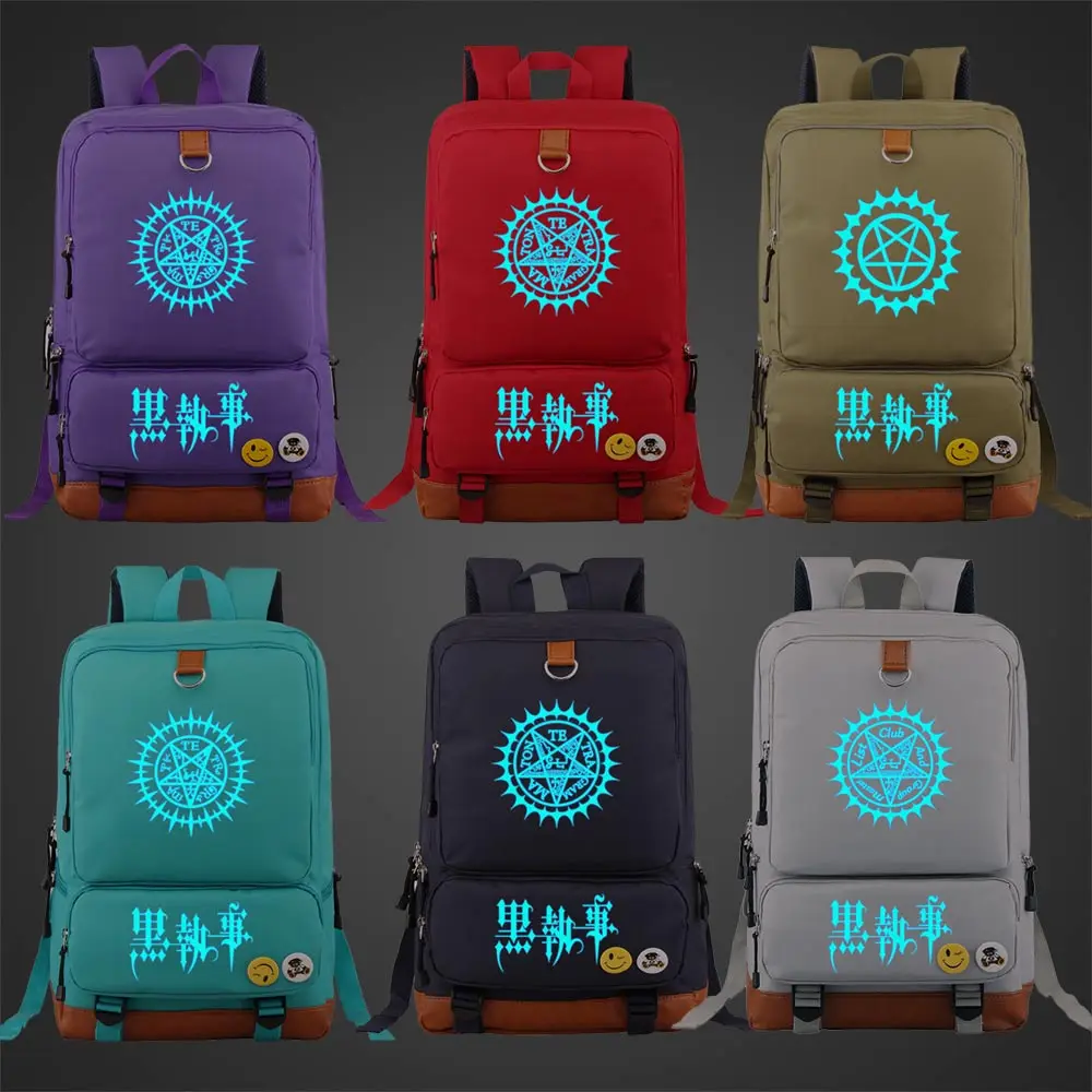 Синяя светящаяся школьная сумка Anmie с мультяшным черным Батлером для мальчиков и