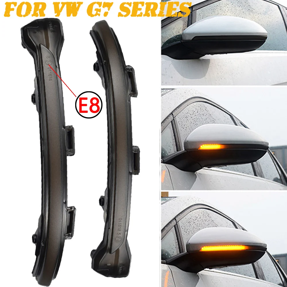 

For VW Golf 7 7.5 For Volkswagen GTD R GTI MK7 2012-2020 Touran Dynamic Side Mirror LED Turn Signal Light Flowing Water Blinker