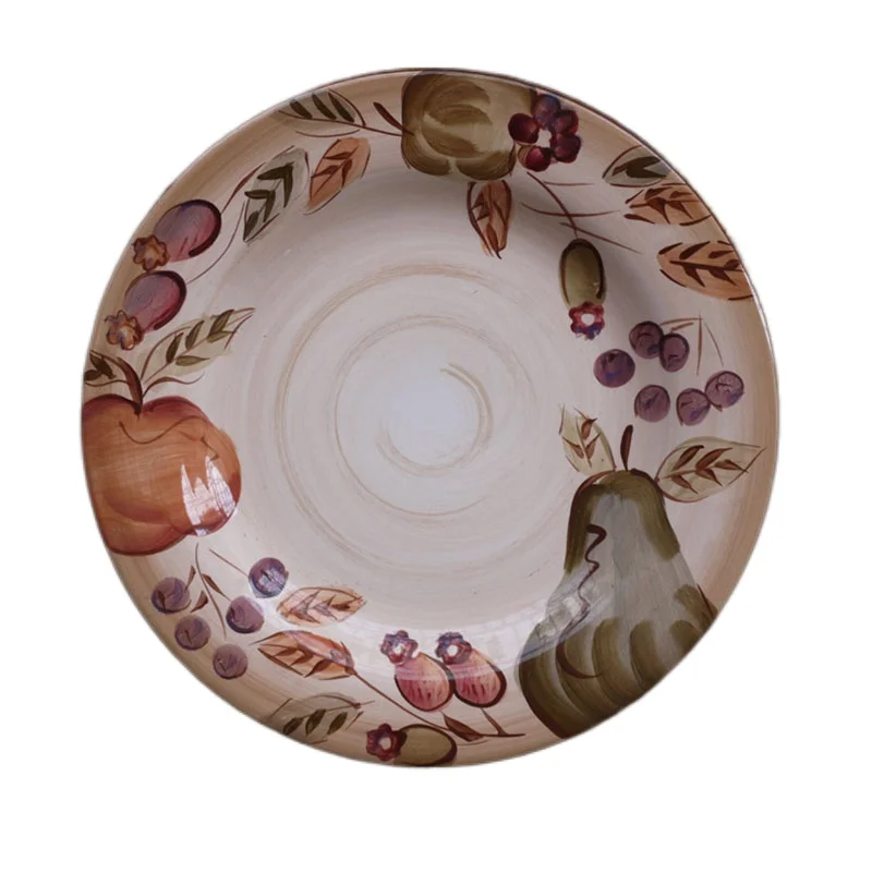 

Beautiful Classical Oil Painting Style Hand-painted Plate European Pastoral Melon and Fruit Country Style Decorative Plate CN