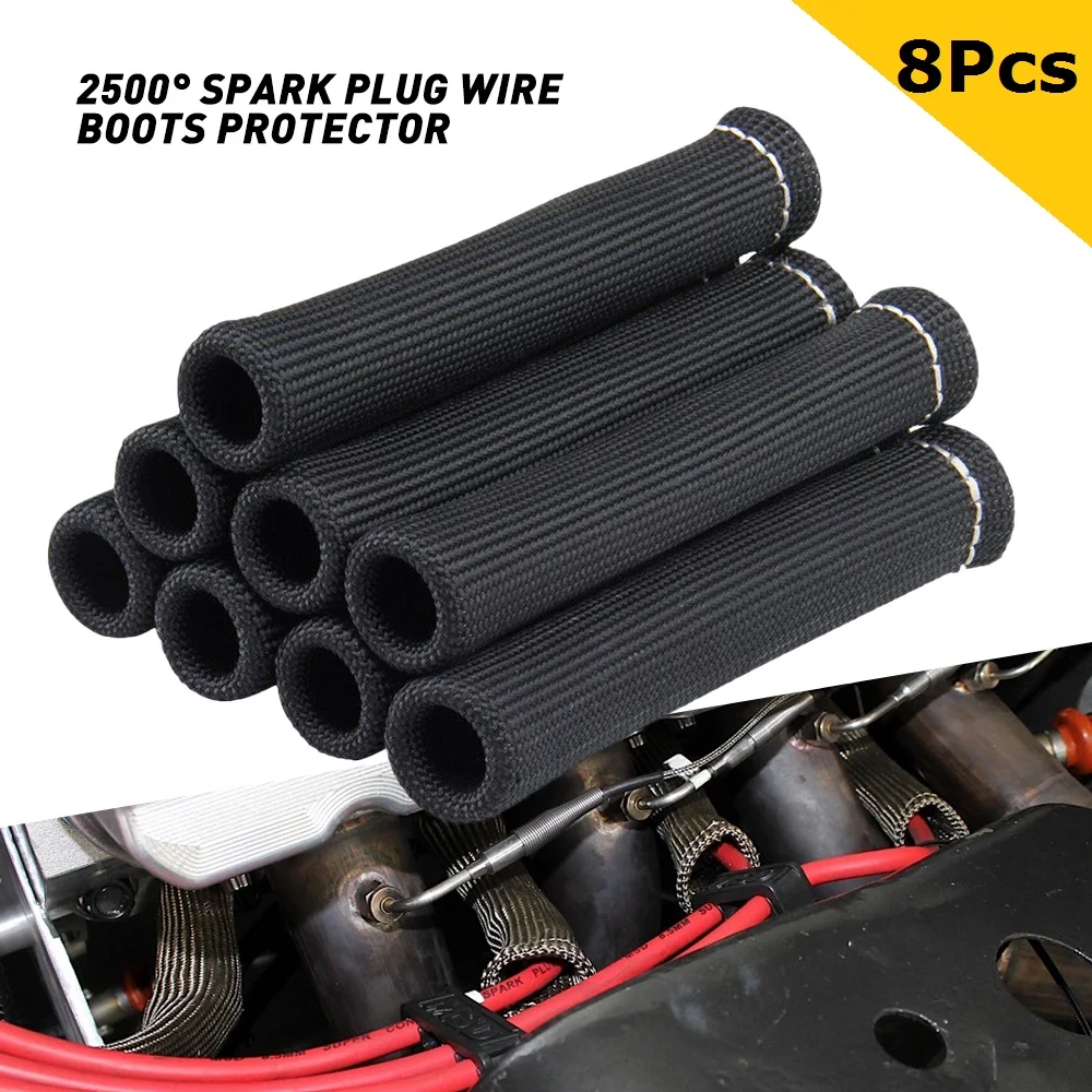 8 шт черный универсальный Свеча зажигания проволочные сапоги теплозащитный