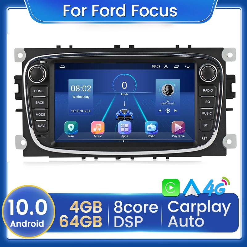 

Мультимедийный видеоплеер с GPS-навигацией автомобильное радио для Ford Focus S-Max Mondeo 9 Galaxy C-Max Android 2 Din без DVD Carplay 4G LTE