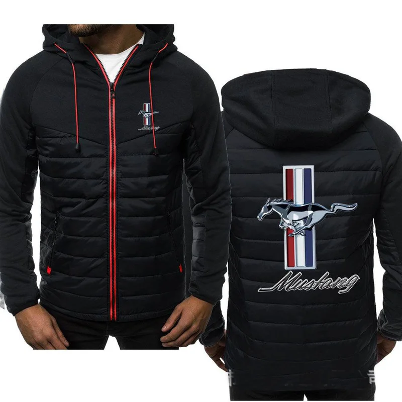 

Winter Men's Hoodies MUSTANG Logo Coat Zipper Hooded Jacket Cotton Coat Slim Fit Fashion Thicken Warm Outwear Man Tracksuit