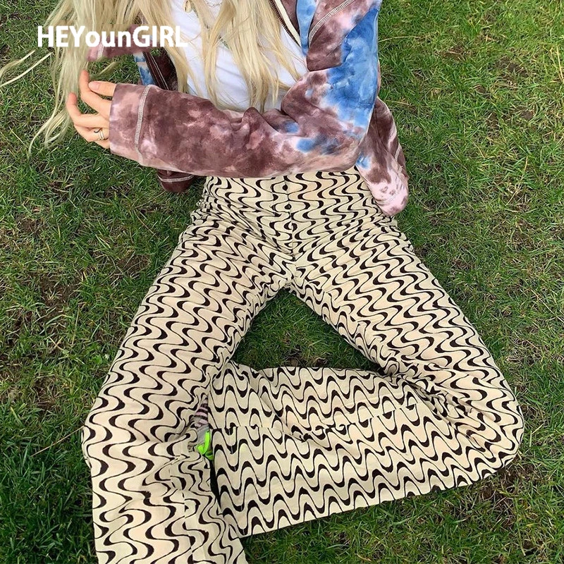 

HEYounGIRL Summer Print Vintage Khaki Pants Women Casual Elegant High Waist Trousers Ladies Fashion Joggers Y2K 90s Streetwear