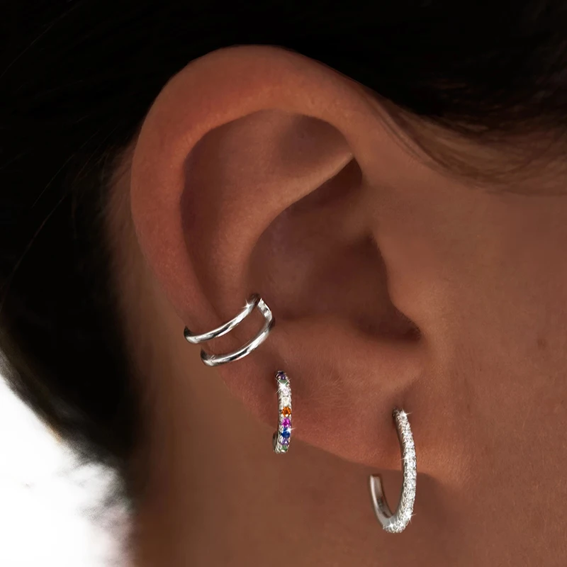 Fashion 2020 925 sterling silver earrings Geometric Stud Earrings Star diamond snowflake party Jewelry best gift | Украшения и