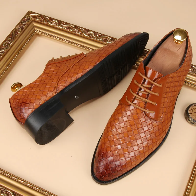 Туфли оксфорды мужские на шнуровке роскошные тканые туфли итальянский дизайн
