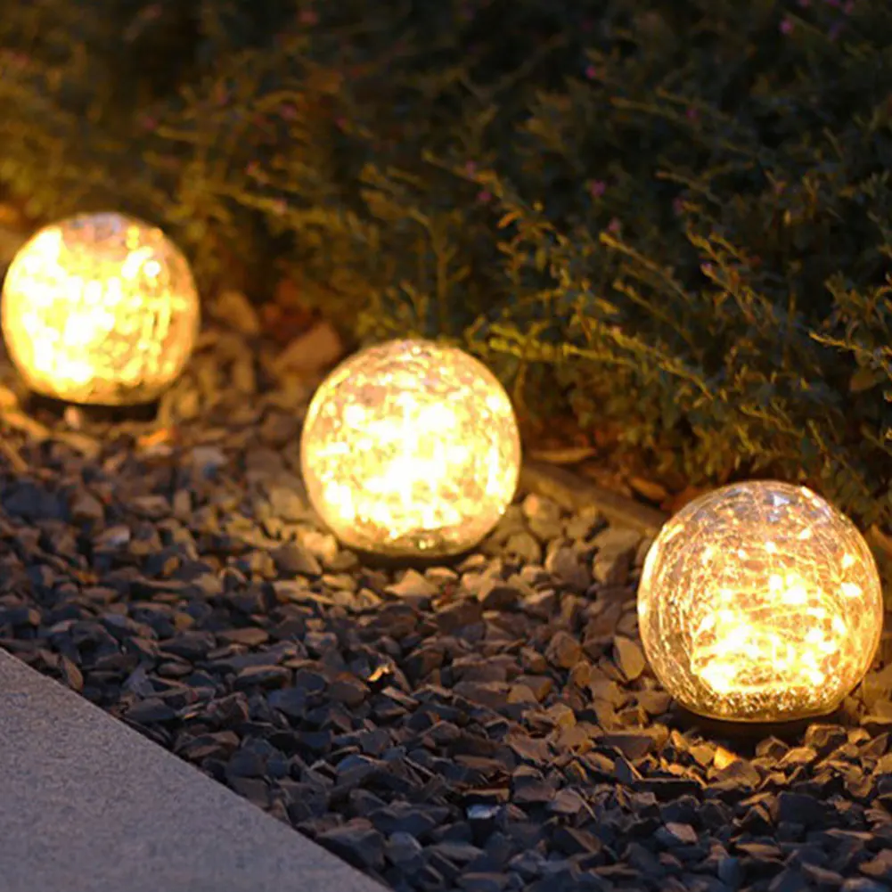 

Solar Lawn Light Crackle Glass Ball Light Waterproof LED Ground Buried Landscape Lamp For Outdoor Garden Yard Lawn Pathway