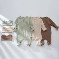 0 24m newborn kid baby boy girls clothes autumn winter long sleeve romper casual plain stretch jumpsuit cute sweet cotton outfit