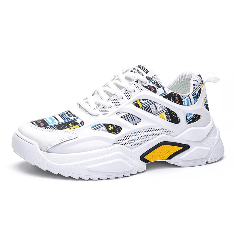 

New Sports Running Shoes Outdoor Breathable Mesh Shoes Non-slip Round-toe Low-top Thick-soled Casual Men's Shoes