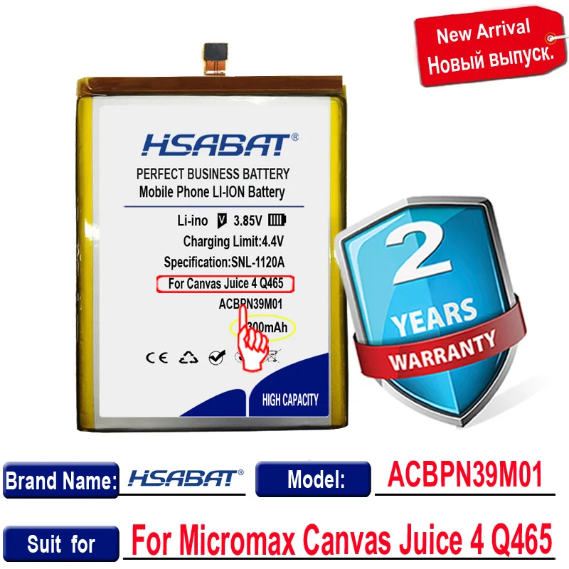 HSABAT 0 цикла 4300 мА/ч ACBPN39M01 Батарея для Micromax Canvas сок 4 Q465 высокое качество запасной