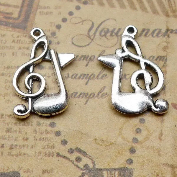 

Charm for making jewelry 10pcs 20x12mm antique silver color Note charms
