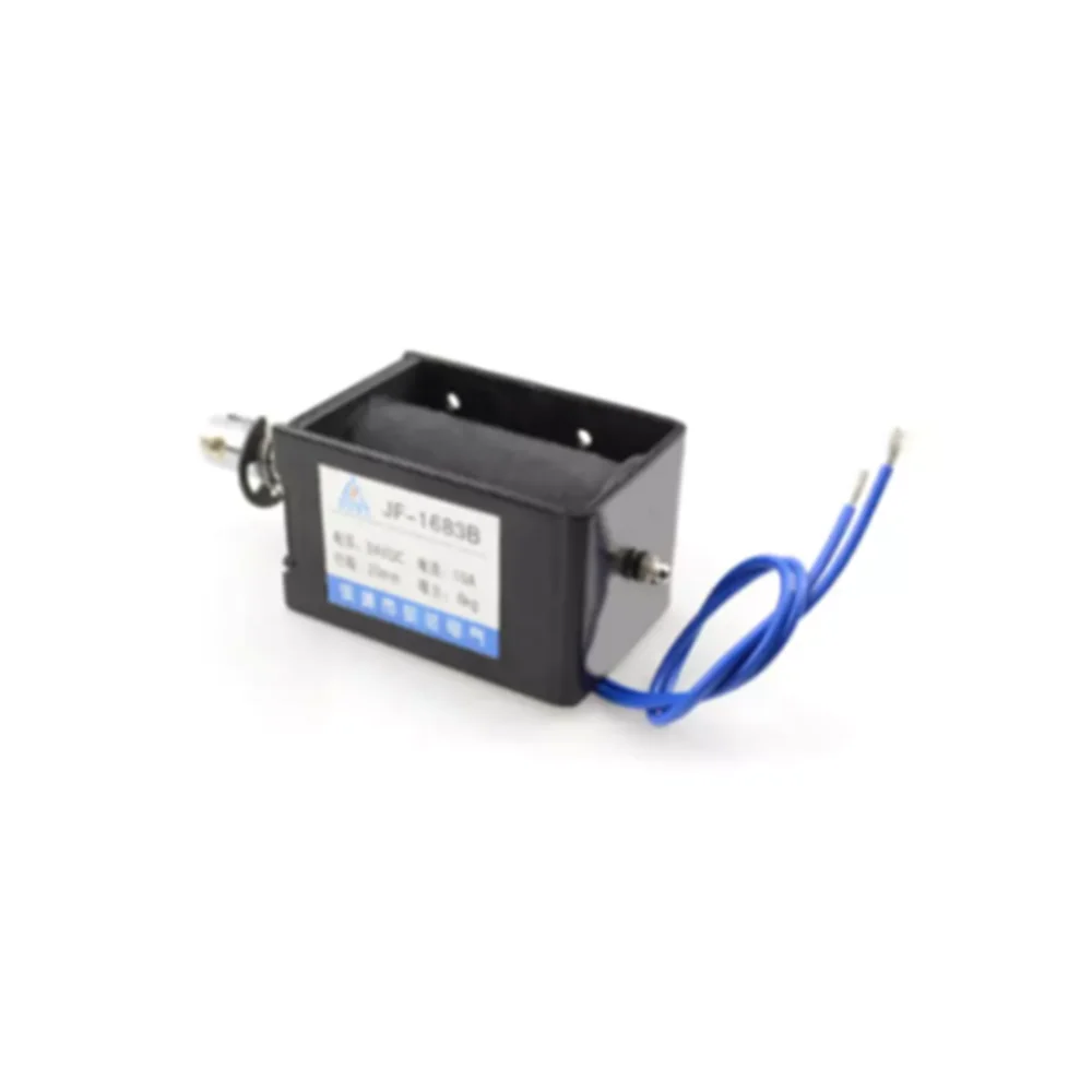 

JF-1683B DC 24V / 12V 10A 8KG 20mm Pull Push Type Open Frame Linear Motion Solenoid Electromagnet