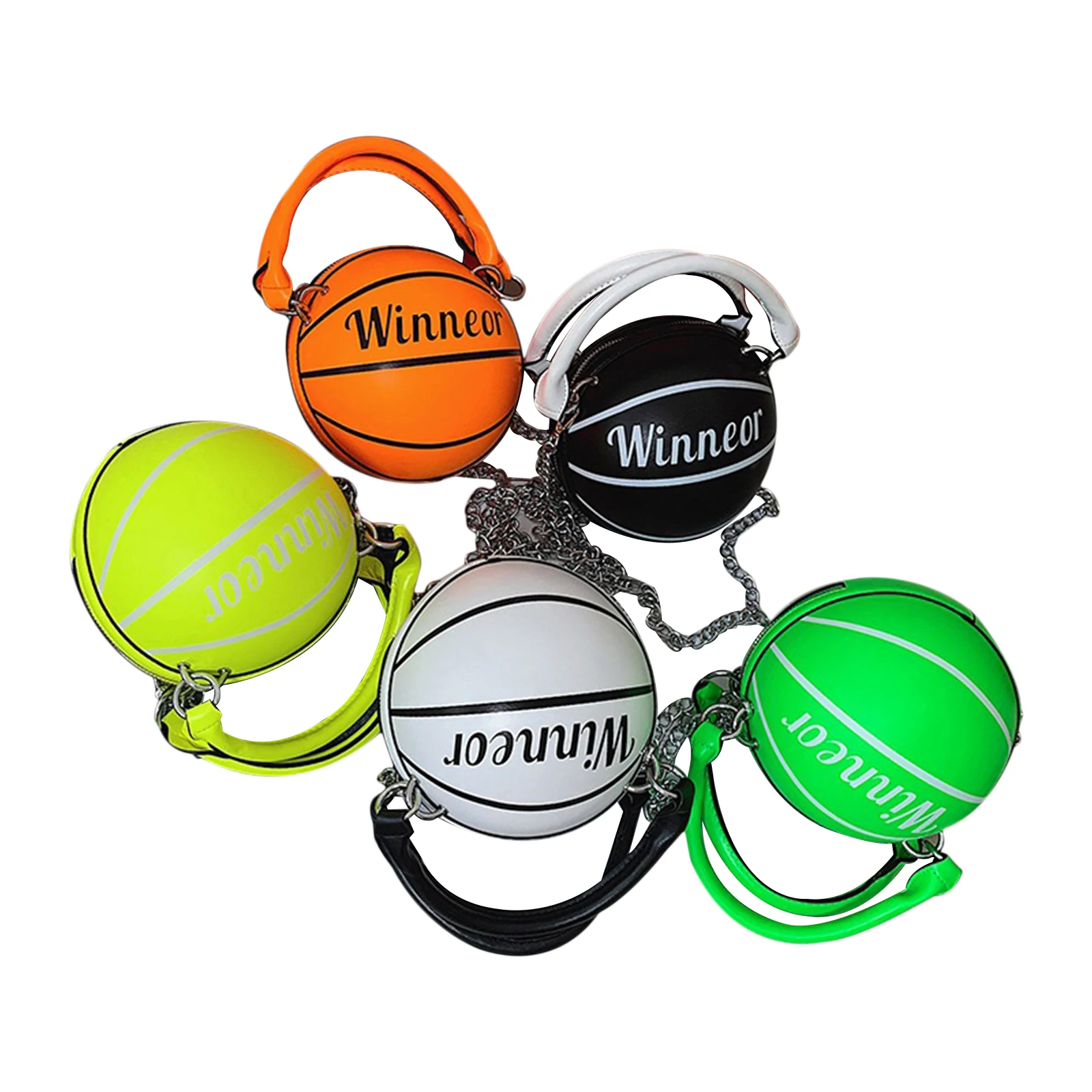 

Female Handbag, Basketball-Shaped Single-Shoulder Bag Crossbody Bag for Women, White/Yellow/Green/Black/Orange