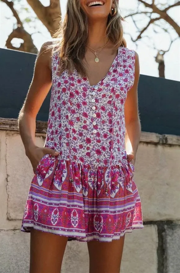 Милое синее Цветочное платье на шнуровке с глубоким v-образным вырезом