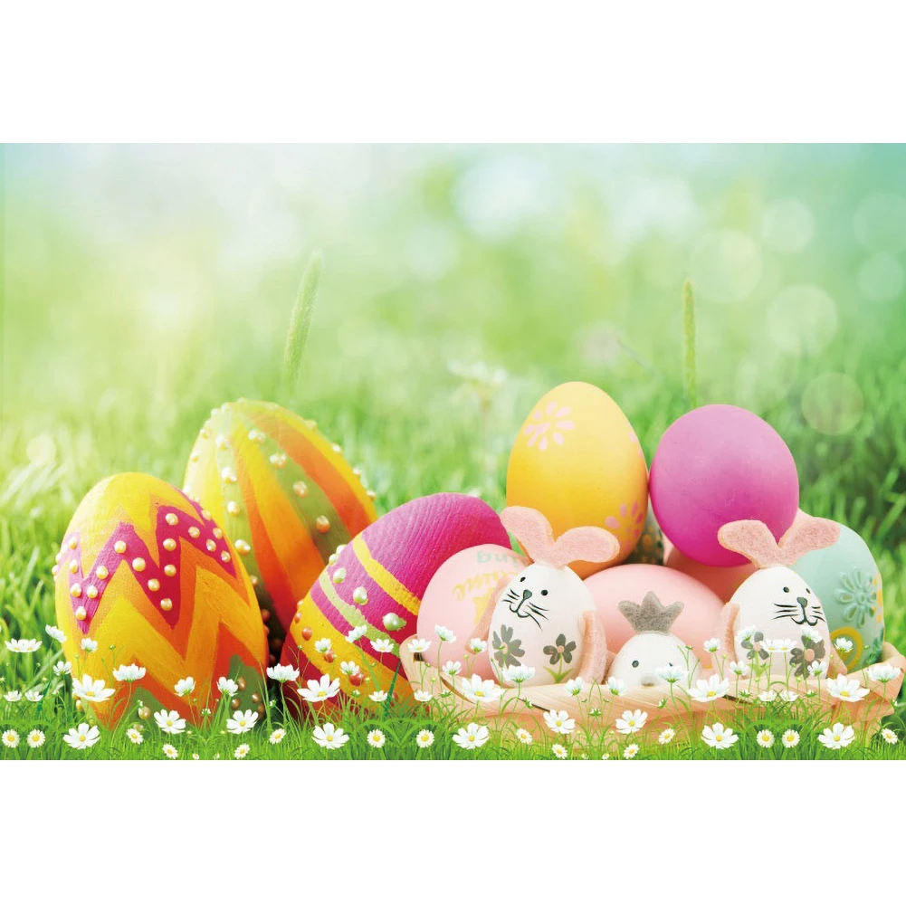 

Yeele Easter Eggs Light Bokeh Grassland Rabbit Baby Photography Backdrop Photographic Decoration Backgrounds For Photo Studio