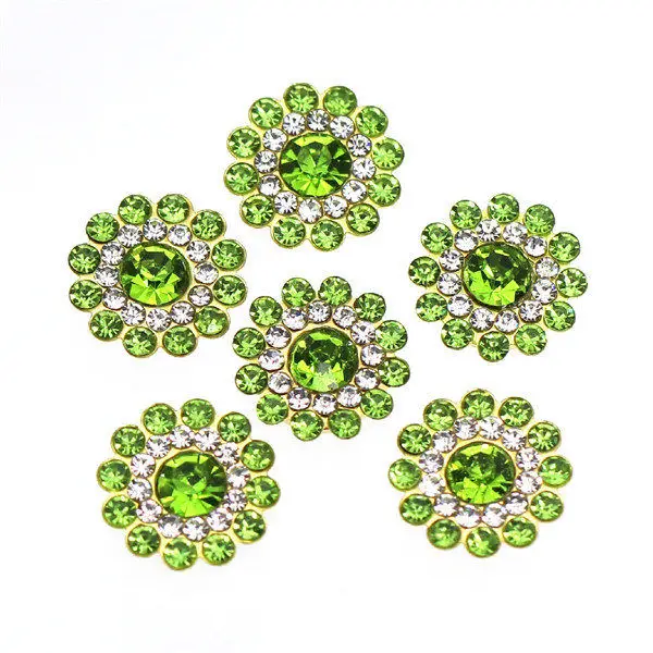 07Peridot 20 шт цветочные хрустальные стразы 14 мм плоские с оборота Стразы для шитья одежды металлические хрустальные украшения для платьев поделки своими руками - Цвет: 07Peridot
