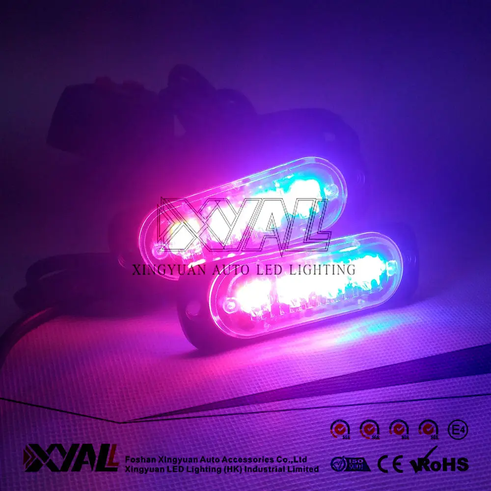 

Super Thin 4 LED Car Grille Motorcycle Emergency Warning Safety Driving 11-26V DC Strobe Flashing Light Kits