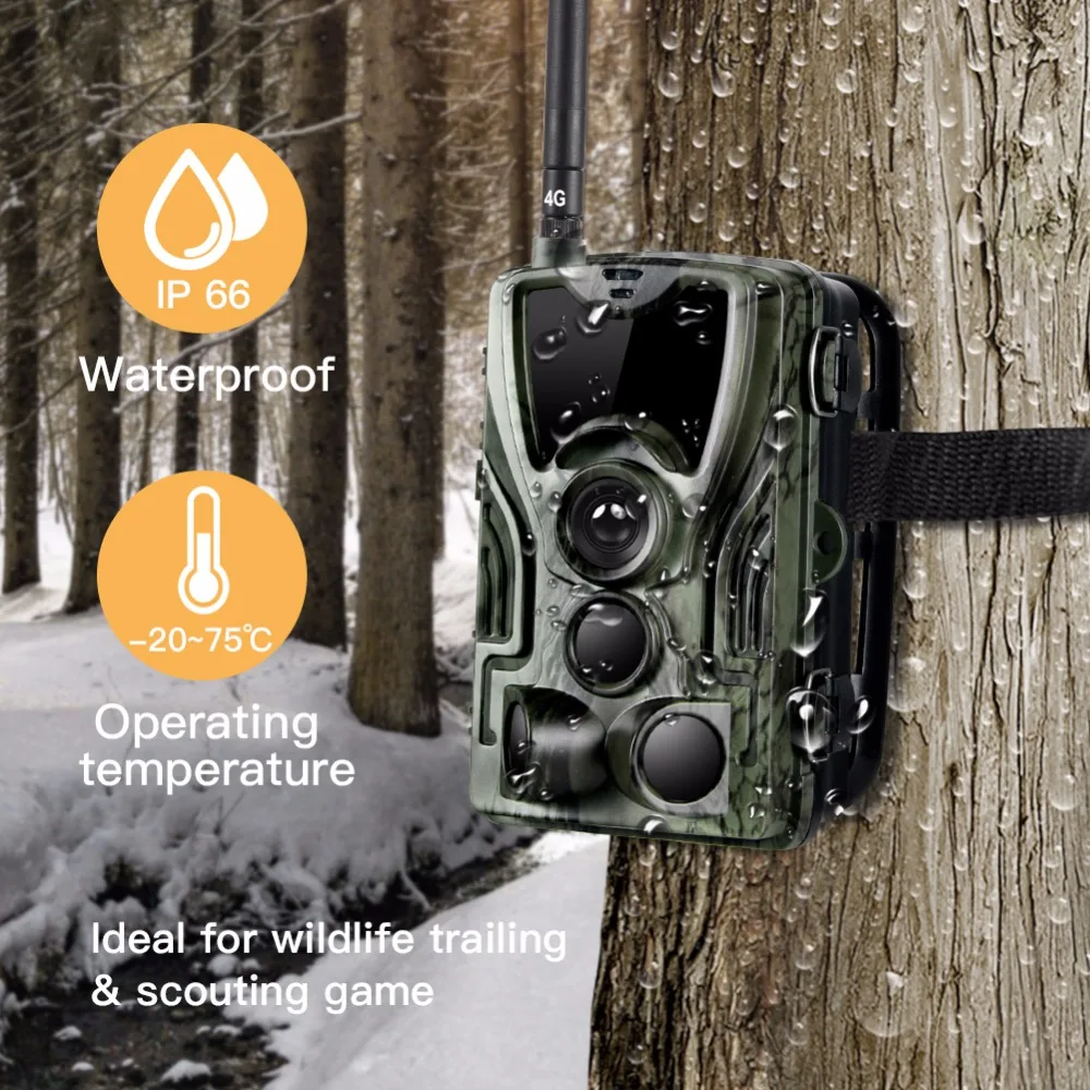 PROKER 4G MMS/SMS/SMTP/FTP Hunting trail camera 16MP 64GB night camera 0.3s Trigger wild camera photo traps for animal HC801LTE