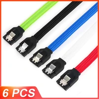 lecolli 6pcs 50cm sata3 7pin data cables 6gbs ssd cable hdd hard disk drive cord line with white red color nylon sleeved