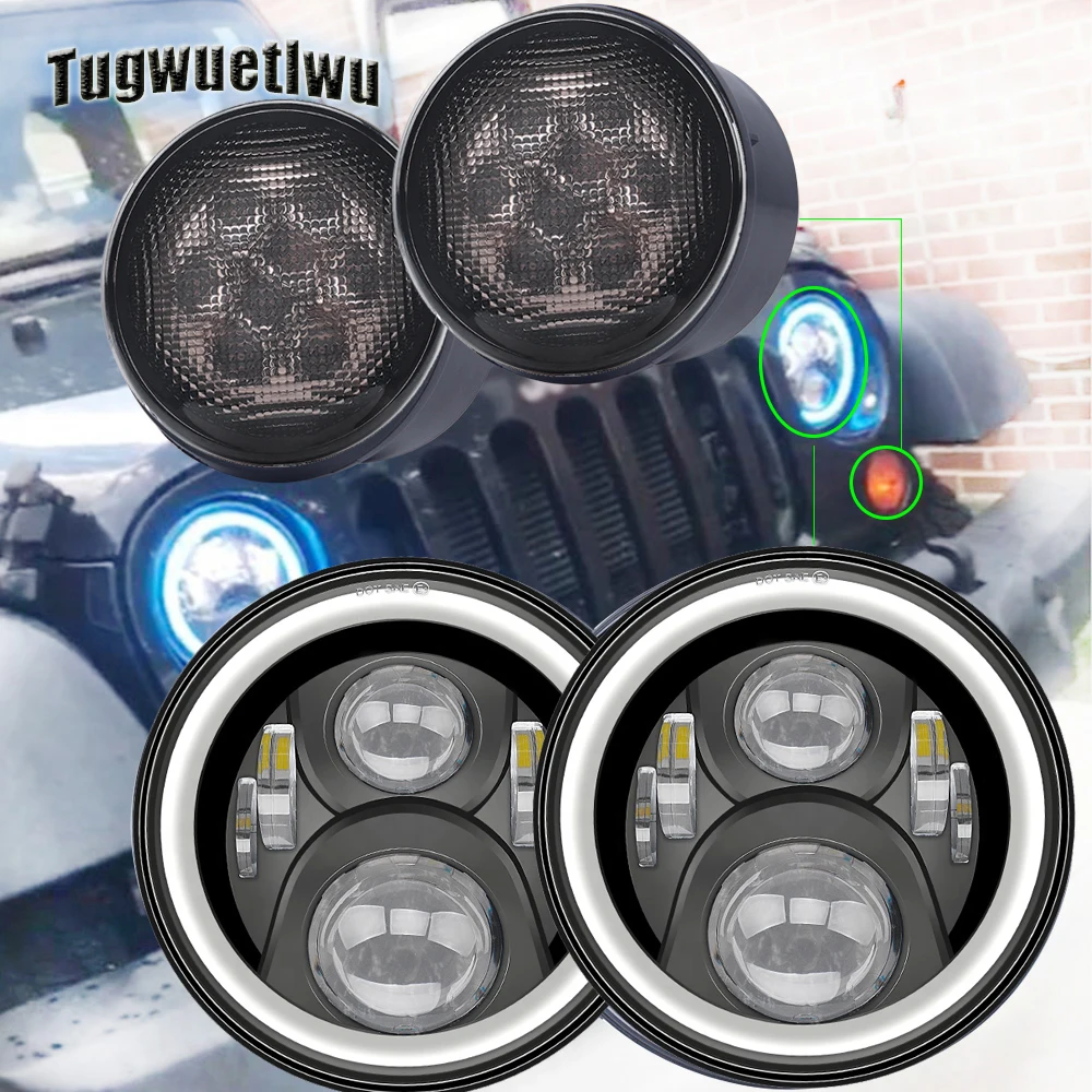 4 шт. в комплекте 4x4 уровня 7 дюймов светодиодный светильник на голову RGB Bluetooth с