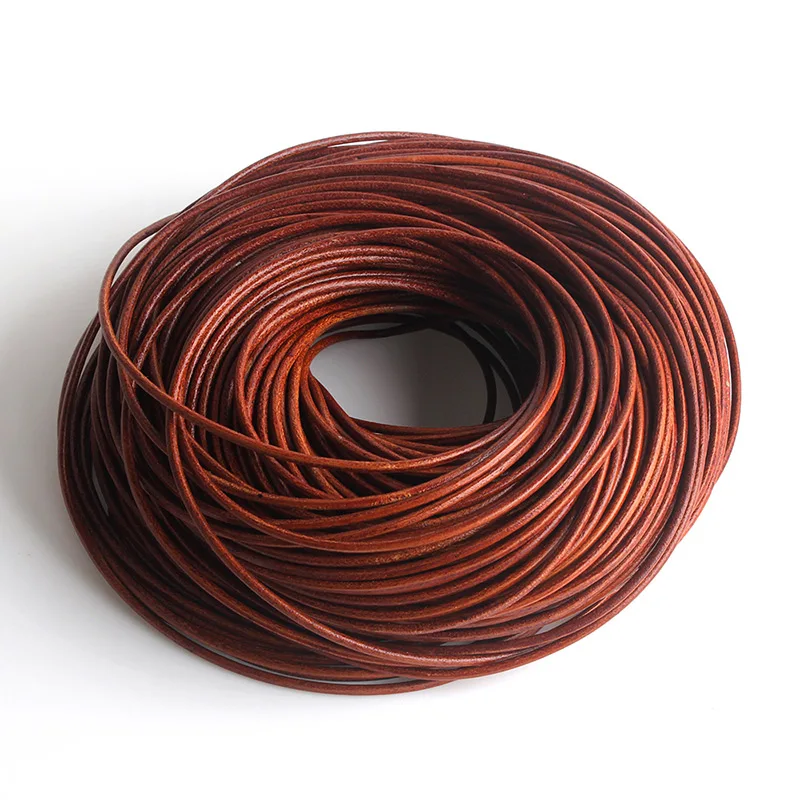 Red Coffee Новая мода 3 мм* 5 м красный кофе черный натуральный цвет натуральная кожа Корова шнур для DIY Изготовление браслета ожерелья - Цвет: Red Coffee