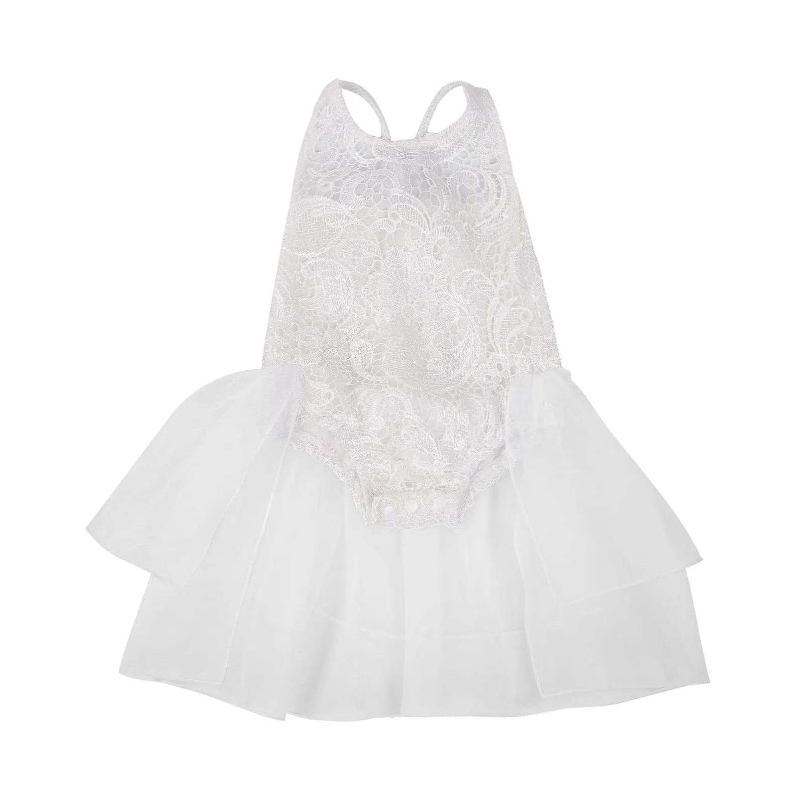 

Baby Girl Birthday Cotton Romper Ruffled Lace Embroidered Sleeveless Halter Jumpsuit Clothing 0-24M