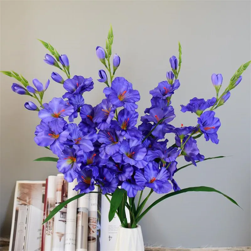 

11Pcs Fake Single Stem Vaniot Houtt 30.31" Legth Simulation Spring Gladiolus for Wedding Home Decorative Artificial Flowers