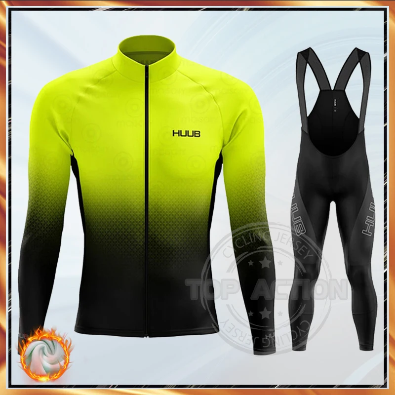

Winter Bicycle Set Bike HUUB Cycling Long Sleeve Thermal Fleece Sportswear Racing Profession Jersey Suits for Men Ropa Ciclismo