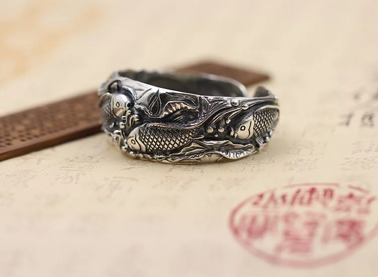 100% 925 sterling silver men women Bangles bracelet personality fashion classic retro jewelry fish opening domineering style new | Украшения