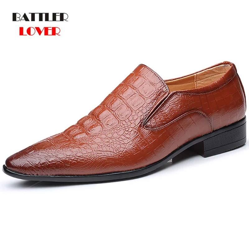 

Crocodile Pattern Leather Dress Shoe for Men 2021 Classic Italian Casual Party Wedding Loafer Male Slip-on Suit Driving Footwear