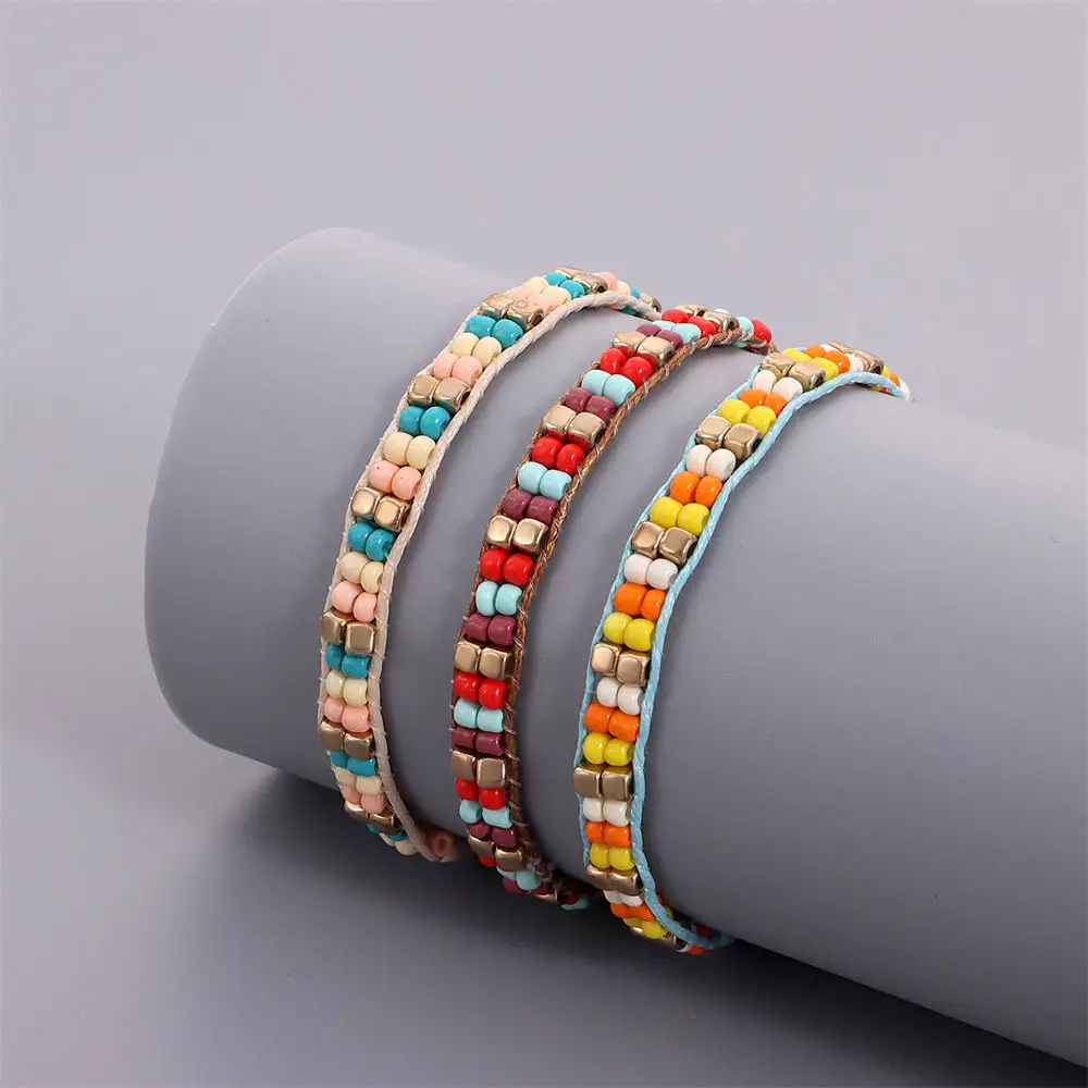 

Boho Bracelet For Women Weaving Beads Cotton Rope Adjustable Colorful Fashion Ethnic Bracelets Wedding Party Handmade Jewelry