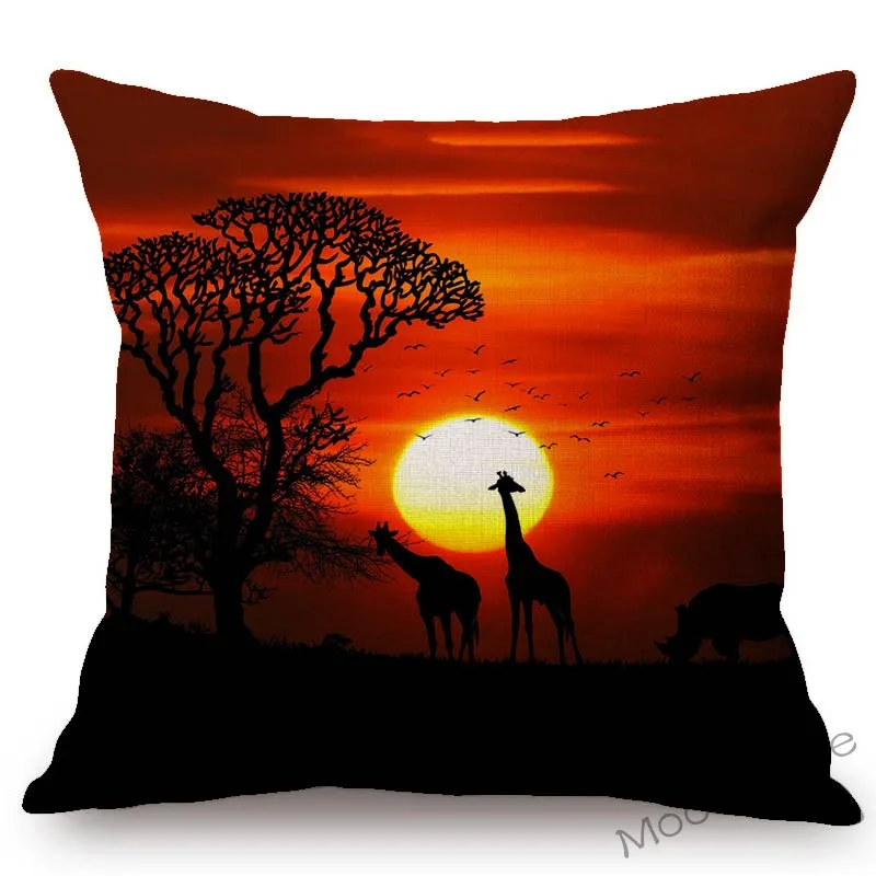 Чехол Подушка для дивана Sunrise Sunset in Africa красивая художественная с изображением