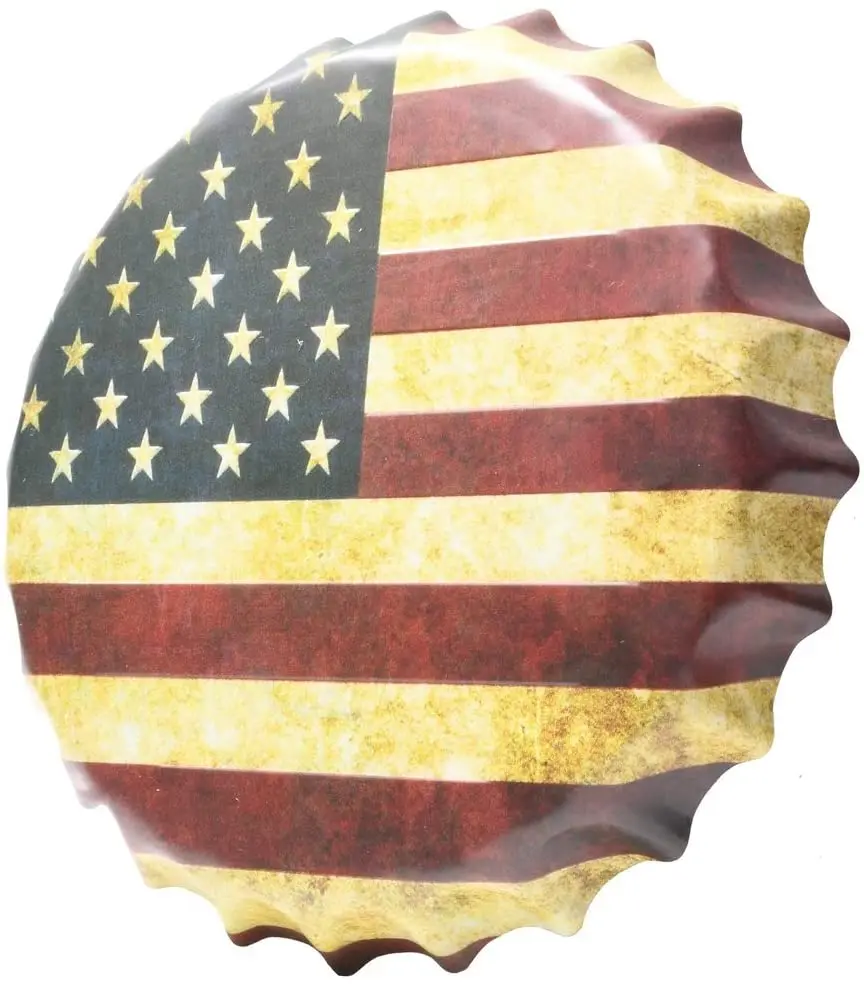 TG LLC жестяной металлический флаг США крышка для бутылки кнопка купол знак гараж