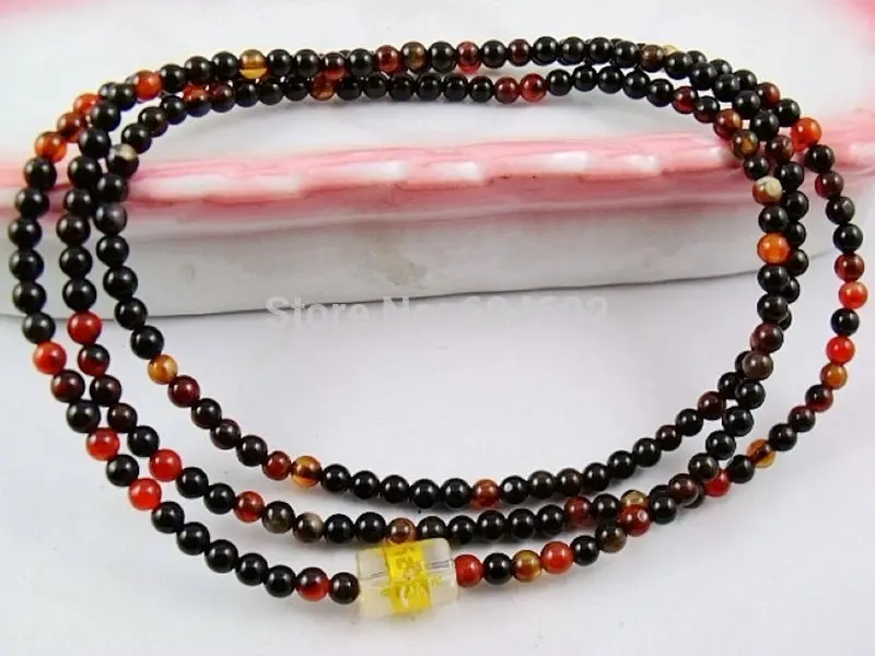 3mm Tibetan Buddhism 216 Natural Chalcedony Prayer Bead Mantra Mala Necklace | Украшения и аксессуары