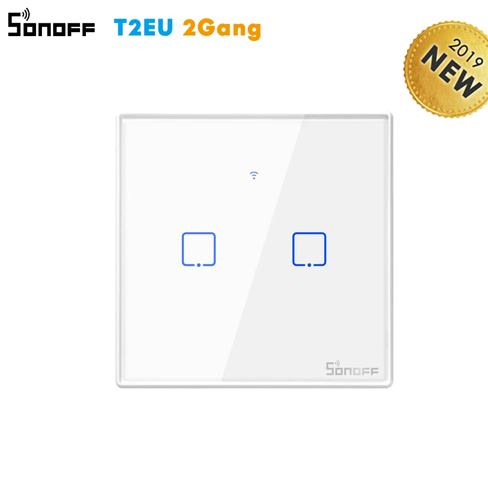 T2-EU-2G Sonoff WiFi стены сенсорный выключатель T1 ЕС 1 2 Gang Стекло настенный светильник переключатель Ewelink приложение Поддержка Alexa Google дома - Комплект: T2-EU-2G