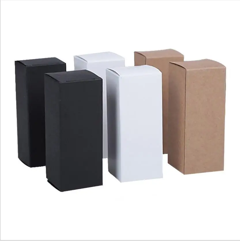 100pcs White Black Kraft Paper Tube Cardboard Boxes Essential oil bottle packaging box Blank Cosmetic Storage Box
