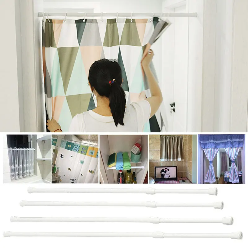 1pcs Spring Telescopic Net Voile Tension Curtain Rail Household Rods Bathroom Pole Rod Adjustable High Carbon Steel | Дом и сад