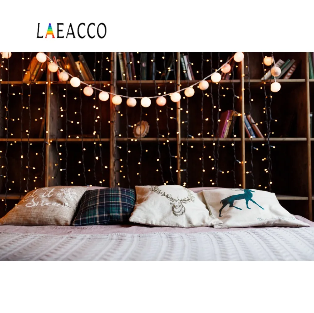 Рождественские декорации Laeacco задние фоны для фотосъемки с изголовьем кровати